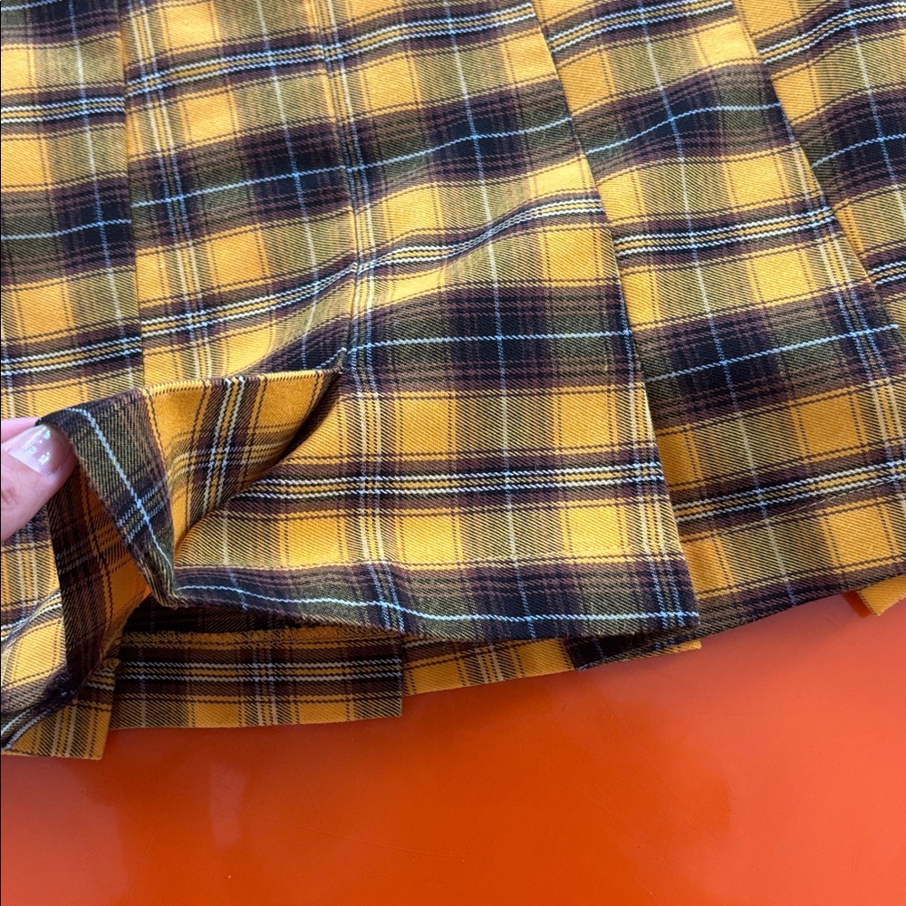 Plaid Yellow and Black Mini Skirt cheerleader varsity Cher clueless style XS - Picture 4 of 7